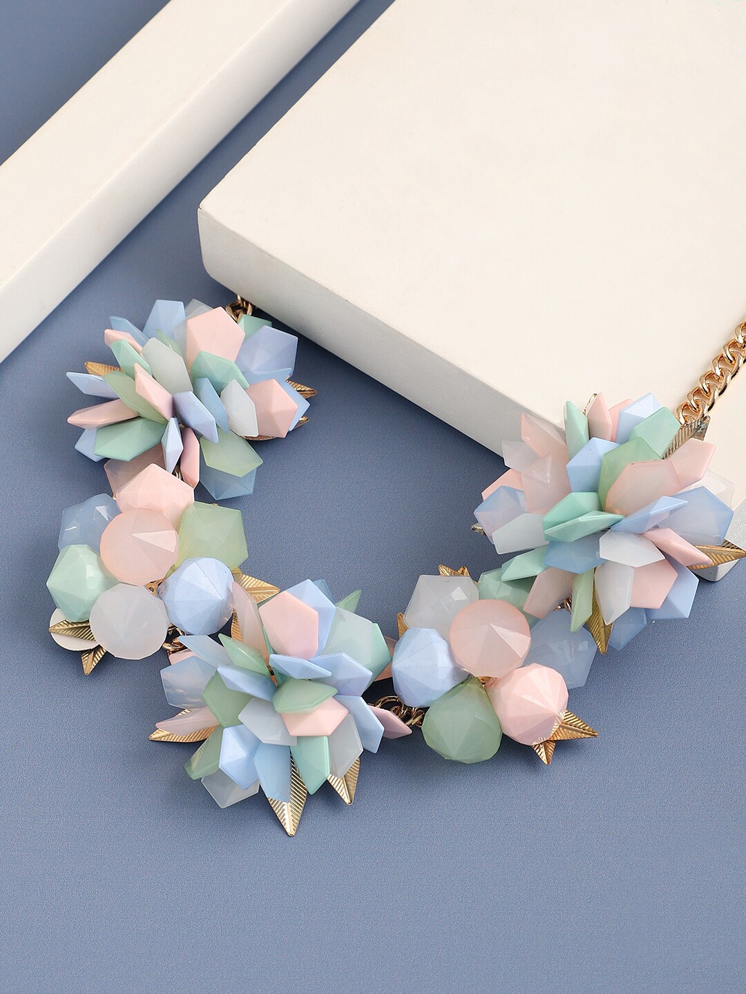 

SOHI Blue & Pink Gold-Plated Choker Necklace