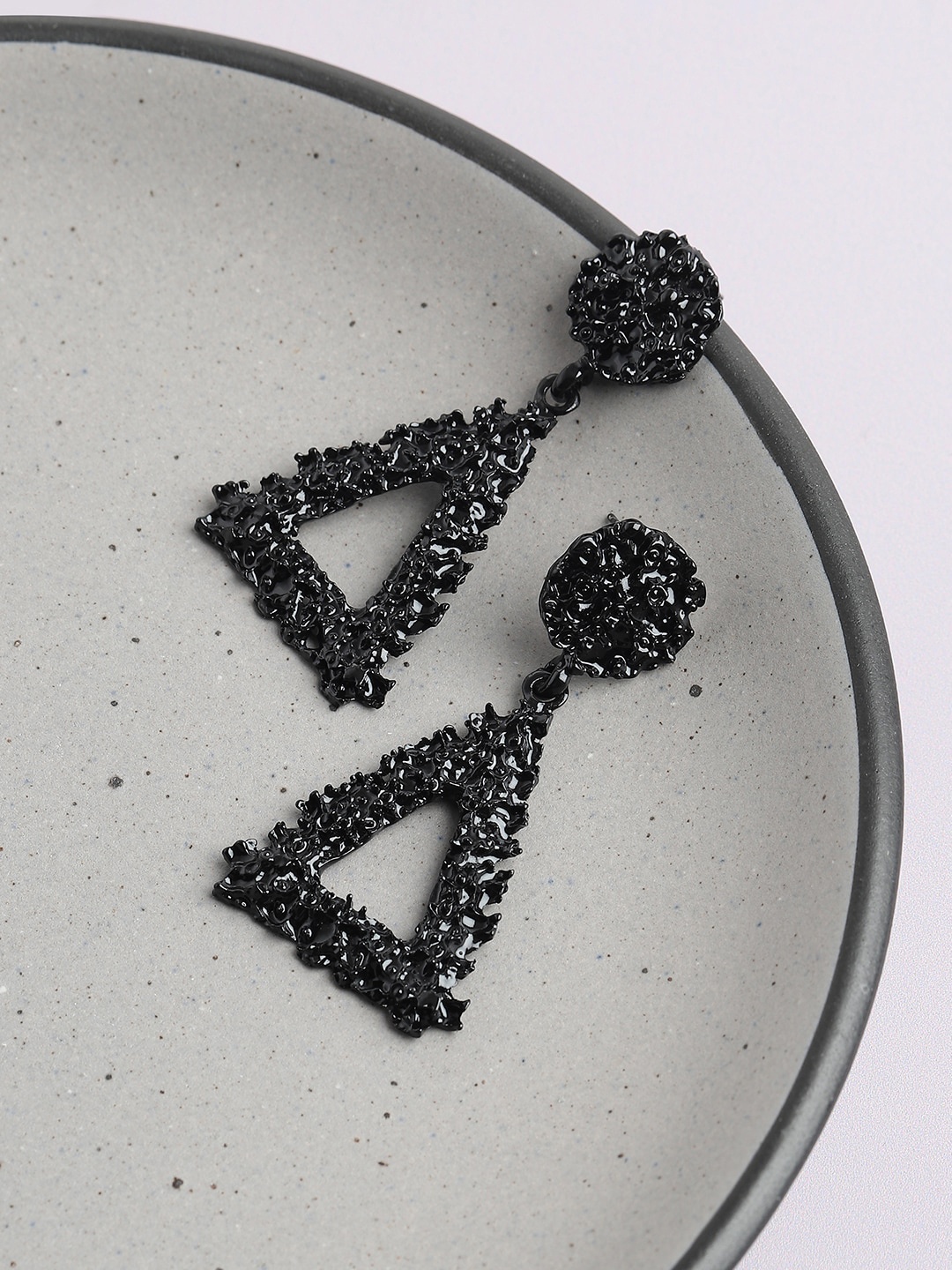 

SOHI Geometric Contemporary Drop Earrings, Black