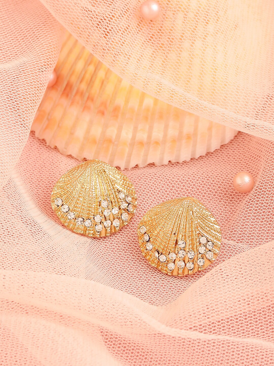 

SOHI Women Gold Plated Contemporary Studs Earrings, White
