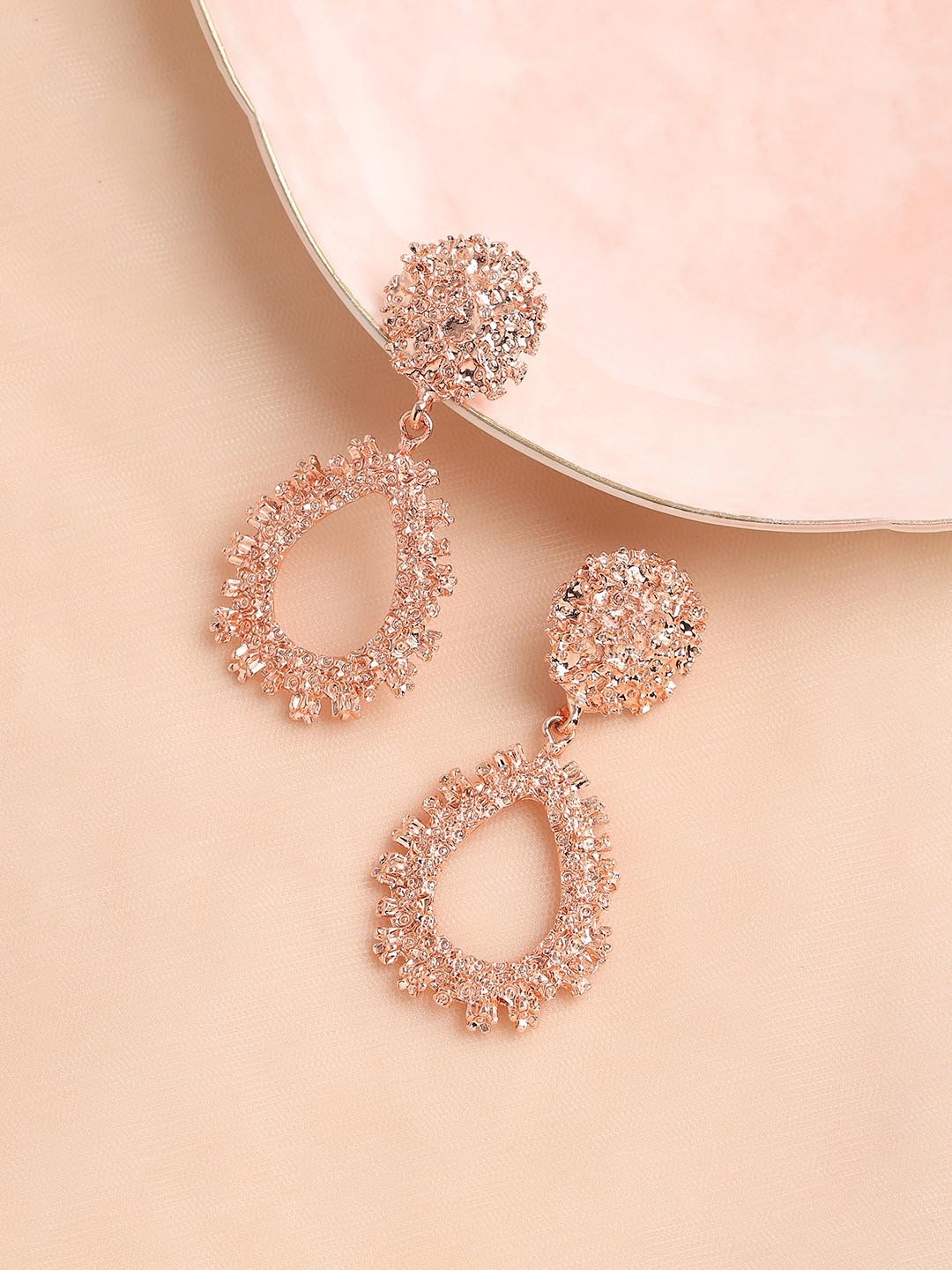 

SOHI Rose Gold Plated Contemporary Drop Earrings