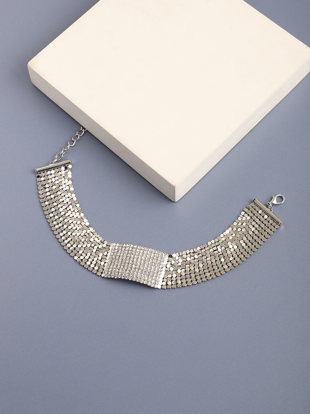 

SOHI Silver Plated & White Silver-Plated Choker Necklace