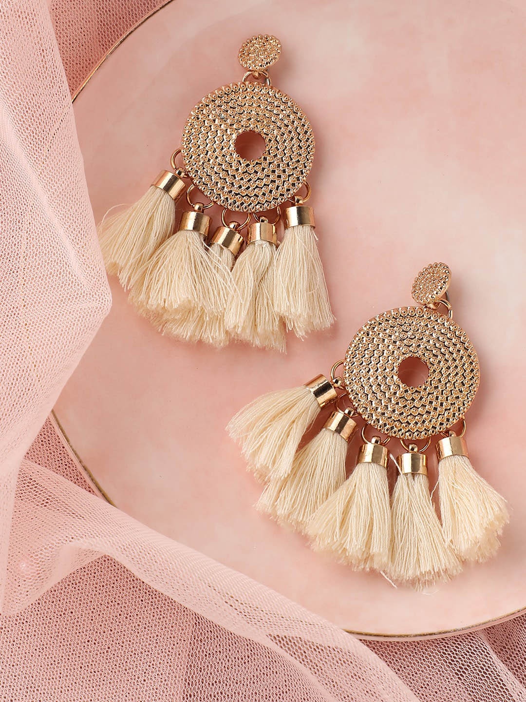 

SOHI Gold-Plated Contemporary Drop Earrings