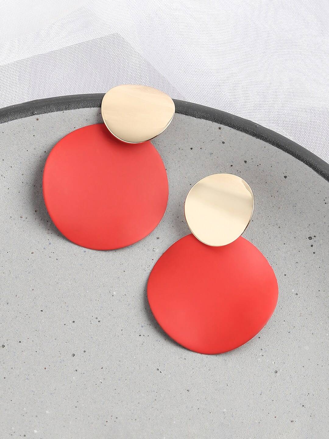 

SOHI Women Gold Plated Red Circular Drop Earrings