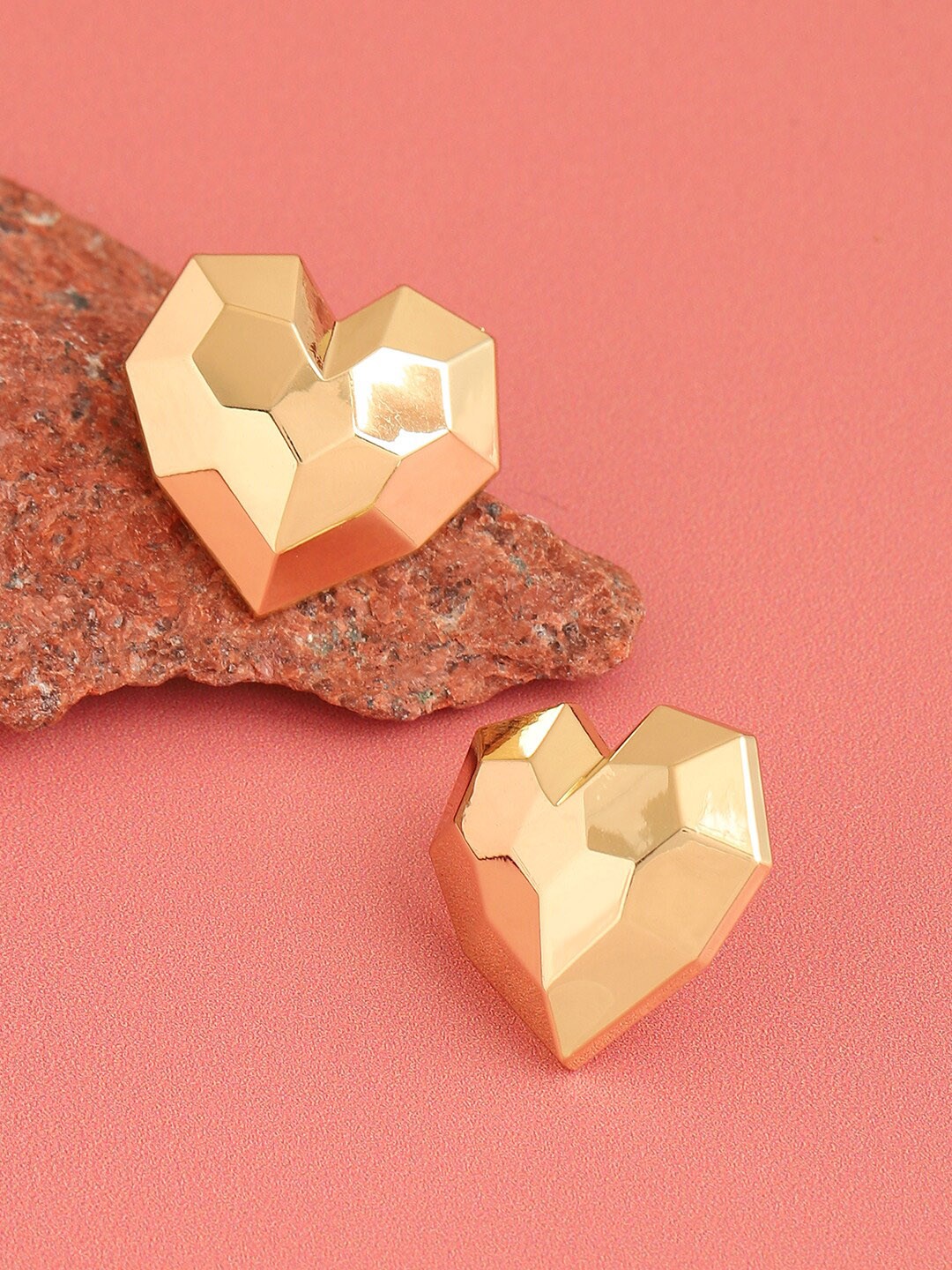 

SOHI Gold-Plated Heart Shaped Studs Earrings