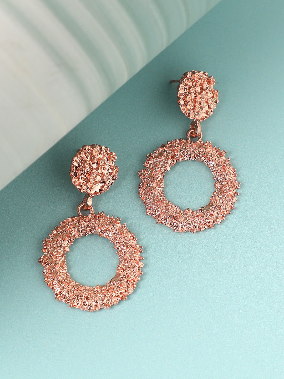 

SOHI Rose Gold Plated Circular Drop Earrings