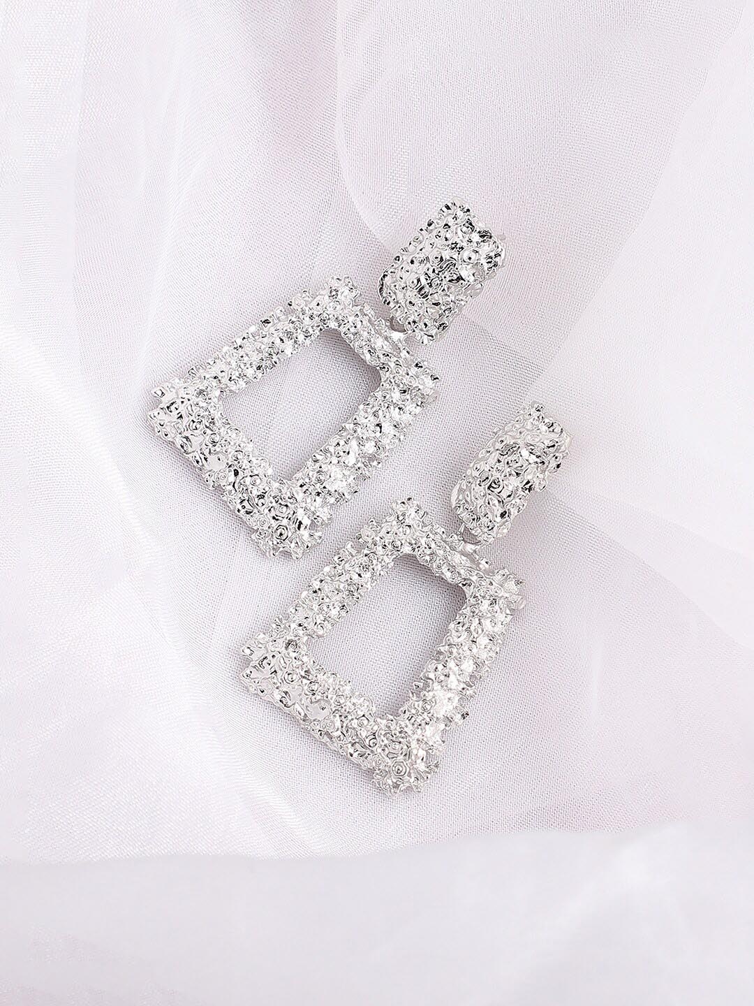 

SOHI Silver-Plated Geometric Drop Earrings