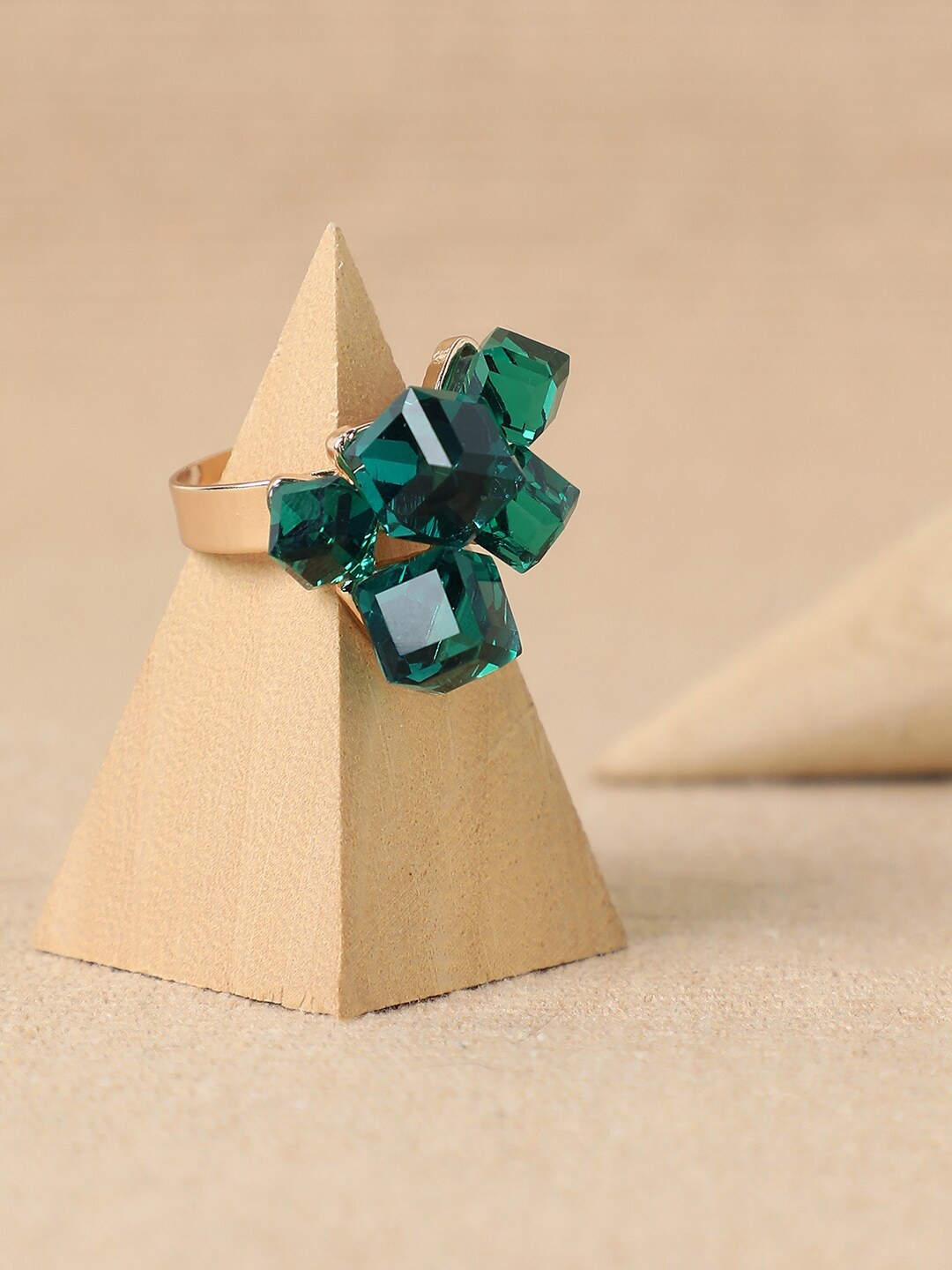

SOHI Gold-Plated Stone Studded Finger Ring