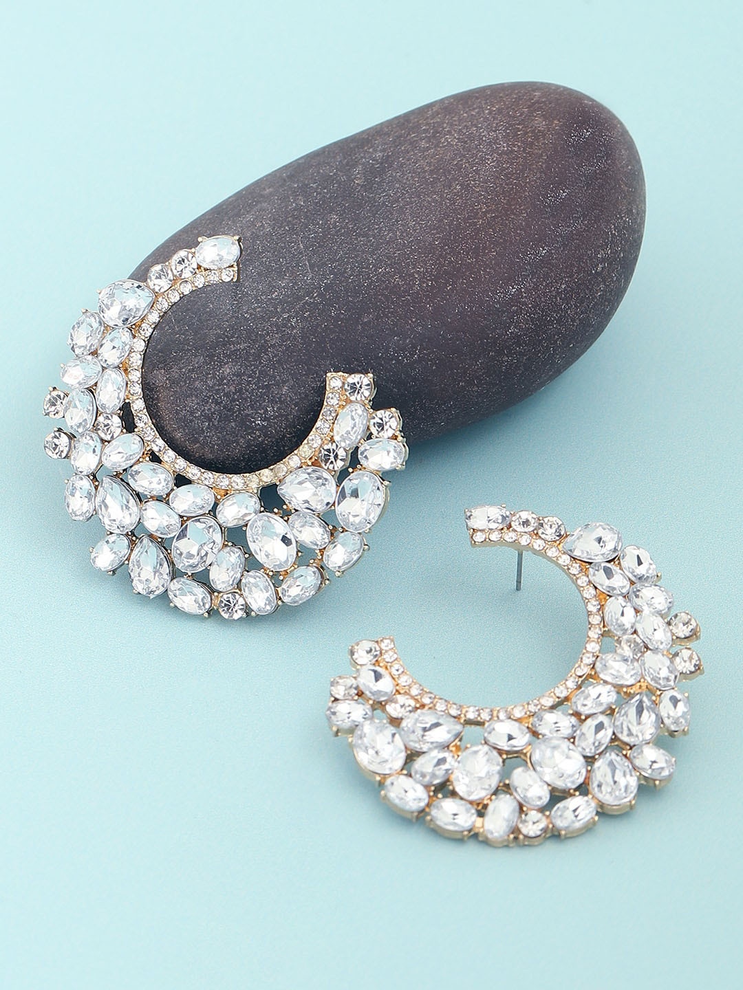 

SOHI Silver & Gold Plated Contemporary Drop Earrings