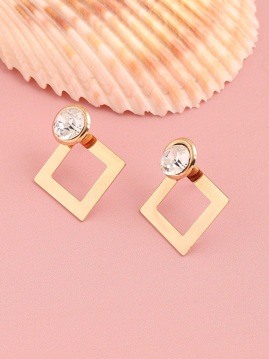 

SOHI Gold-Plated Square Studs Earrings