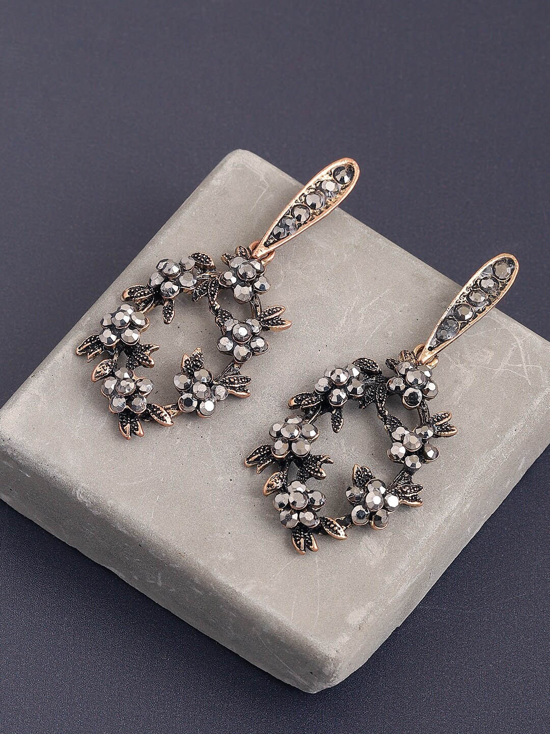 

SOHI Gold-Plated Contemporary Drop Earrings, Silver