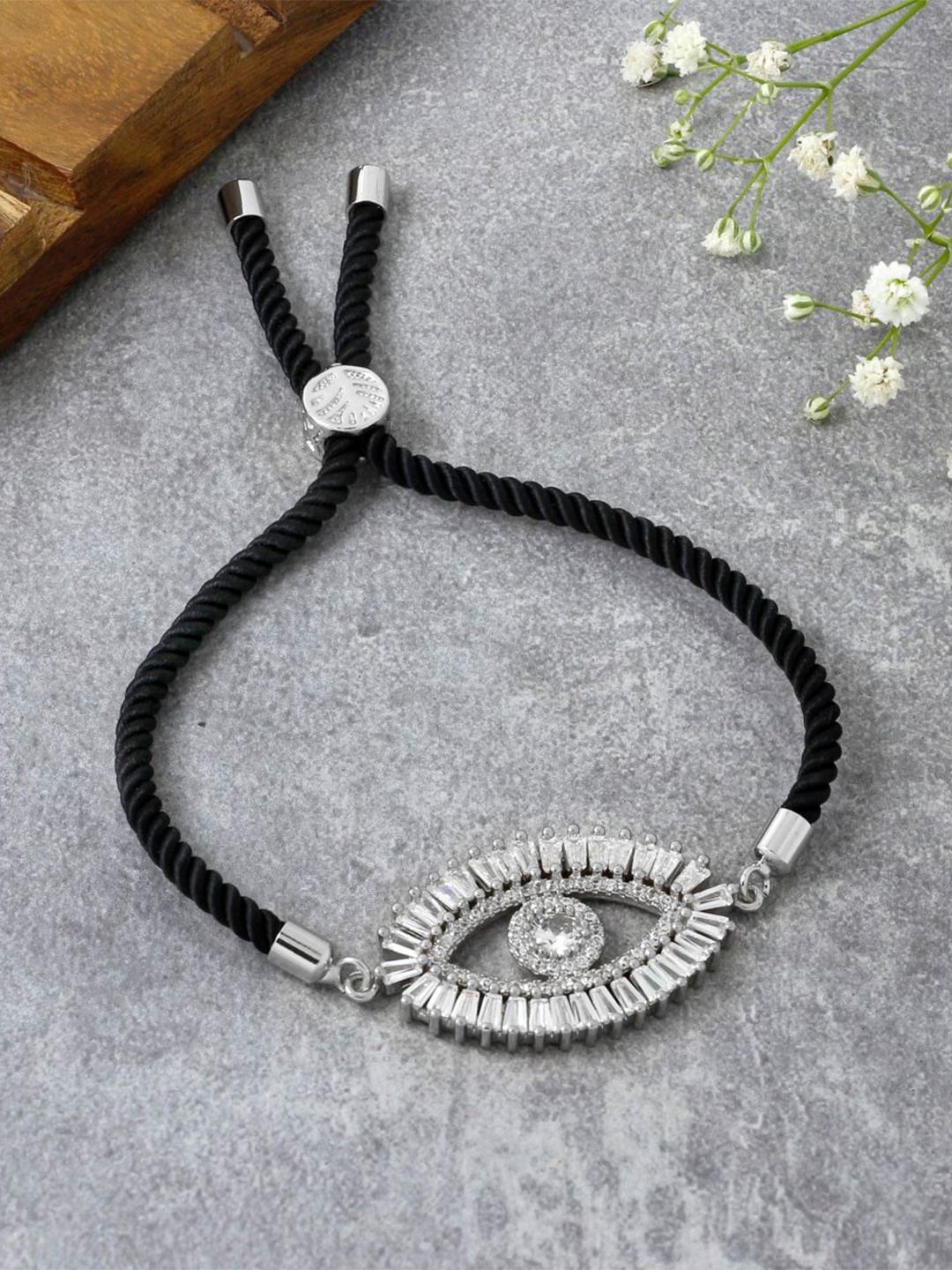 

ZIVOM Women Brass Cubic Zirconia Silver-Plated Link Bracelet