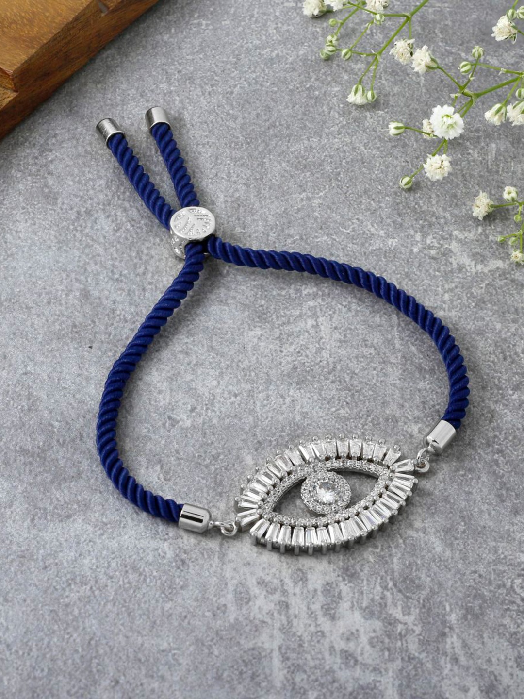 

ZIVOM Women Brass Cubic Zirconia Silver-Plated Link Bracelet