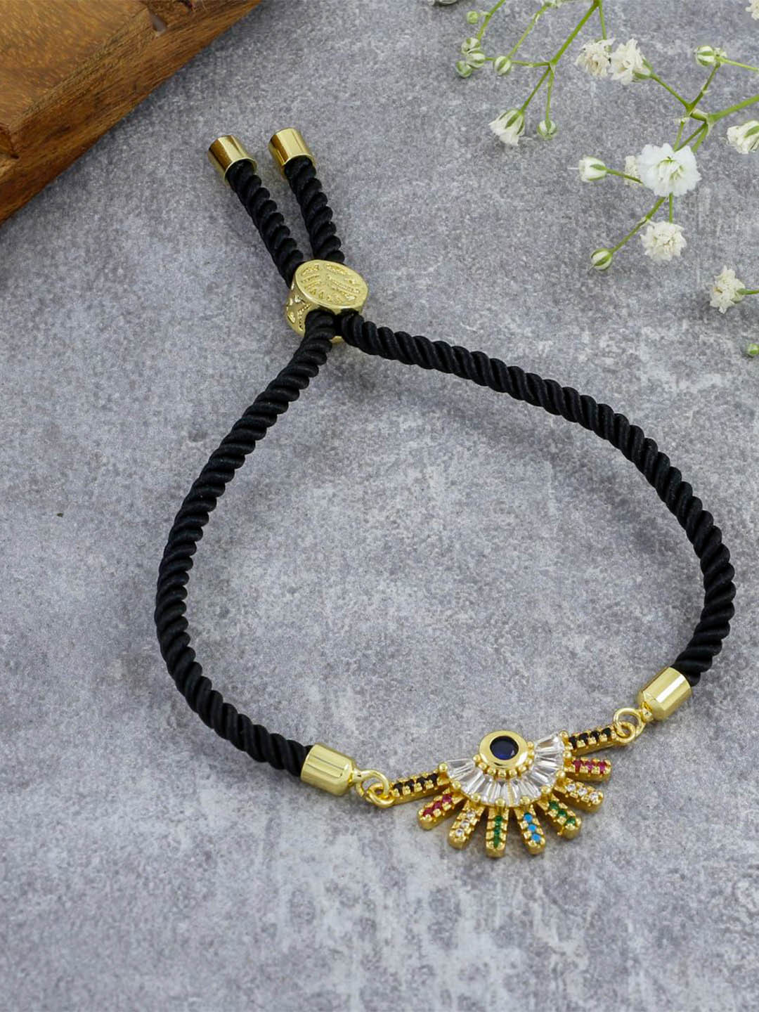 

ZIVOM Women Brass Cubic Zirconia Gold-Plated Link Bracelet