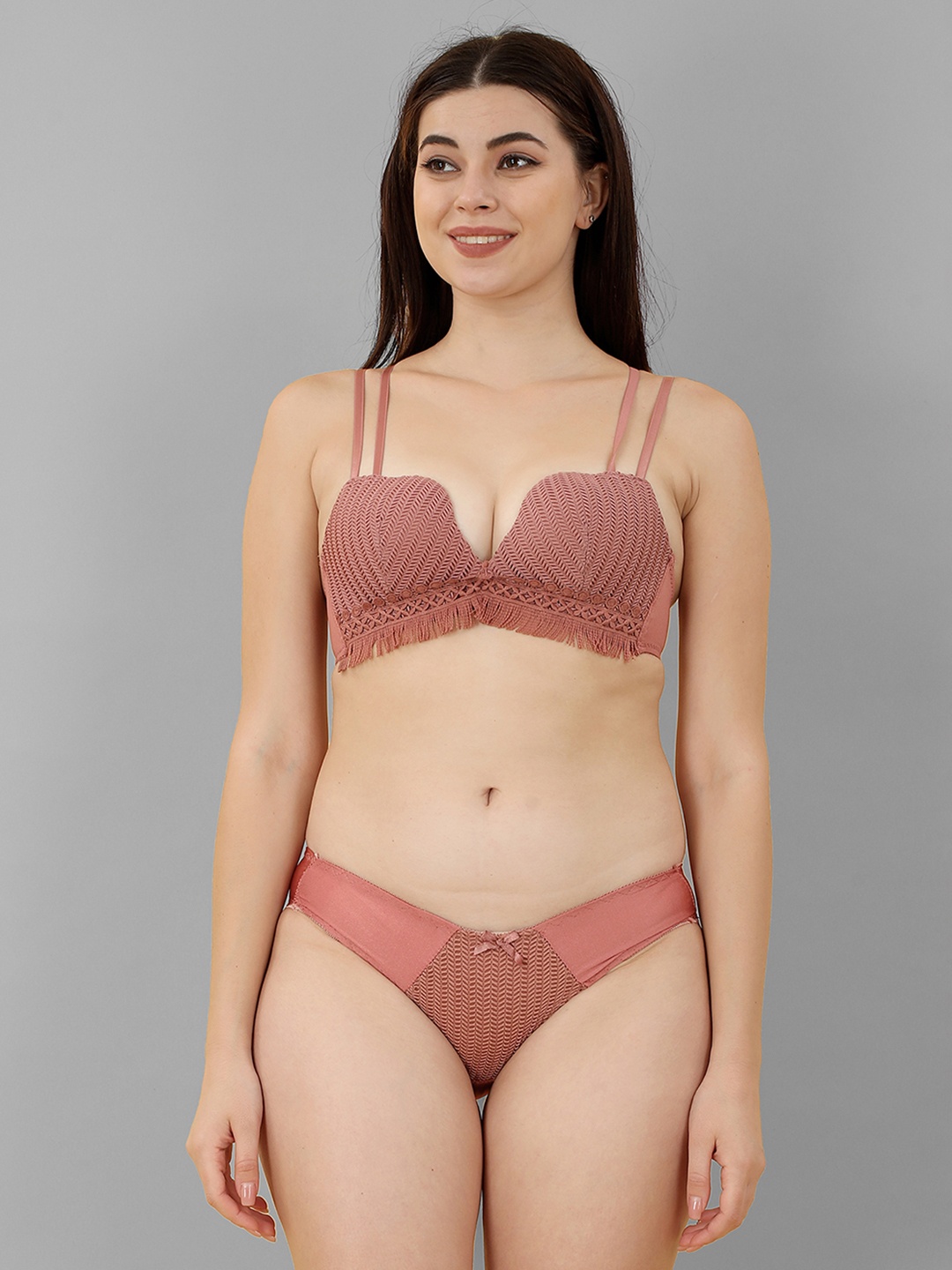 

Flenzy Self-Design Lingerie Set, Purple
