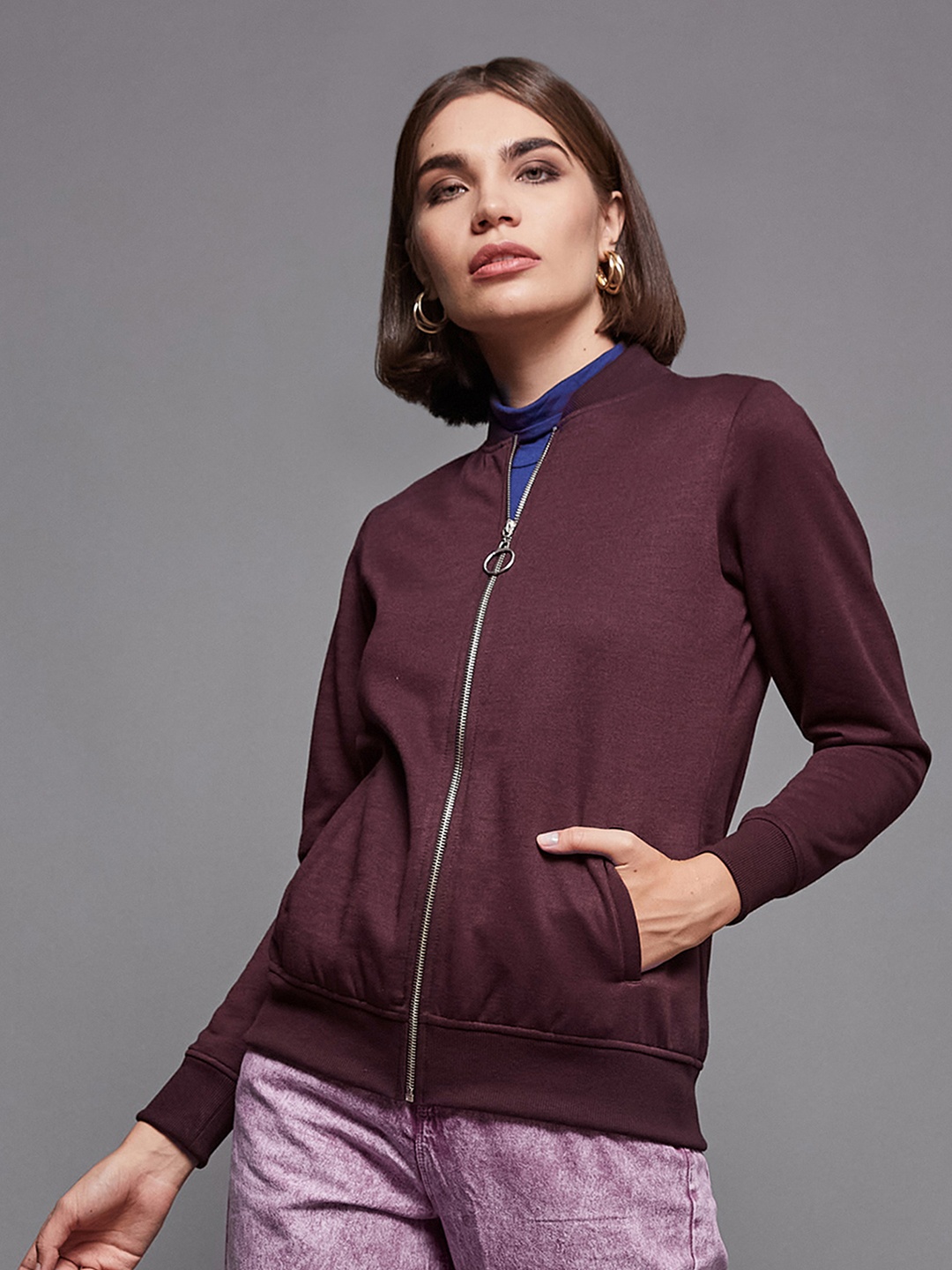 

Miss Chase Bomber Jacket, Burgundy