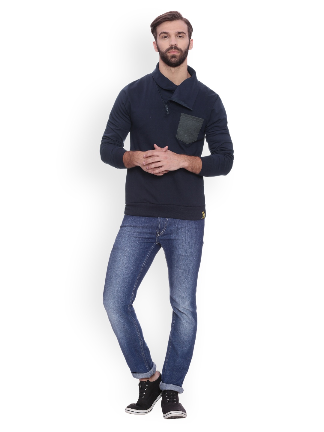 

Campus Sutra Men Navy Solid Sweatshirt, Navy blue