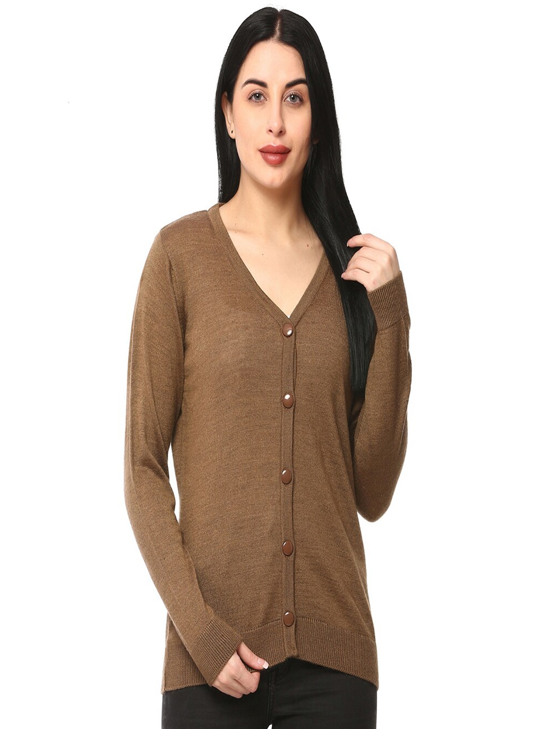 

GLAMAZE Women Brown Acrylic Cardigan