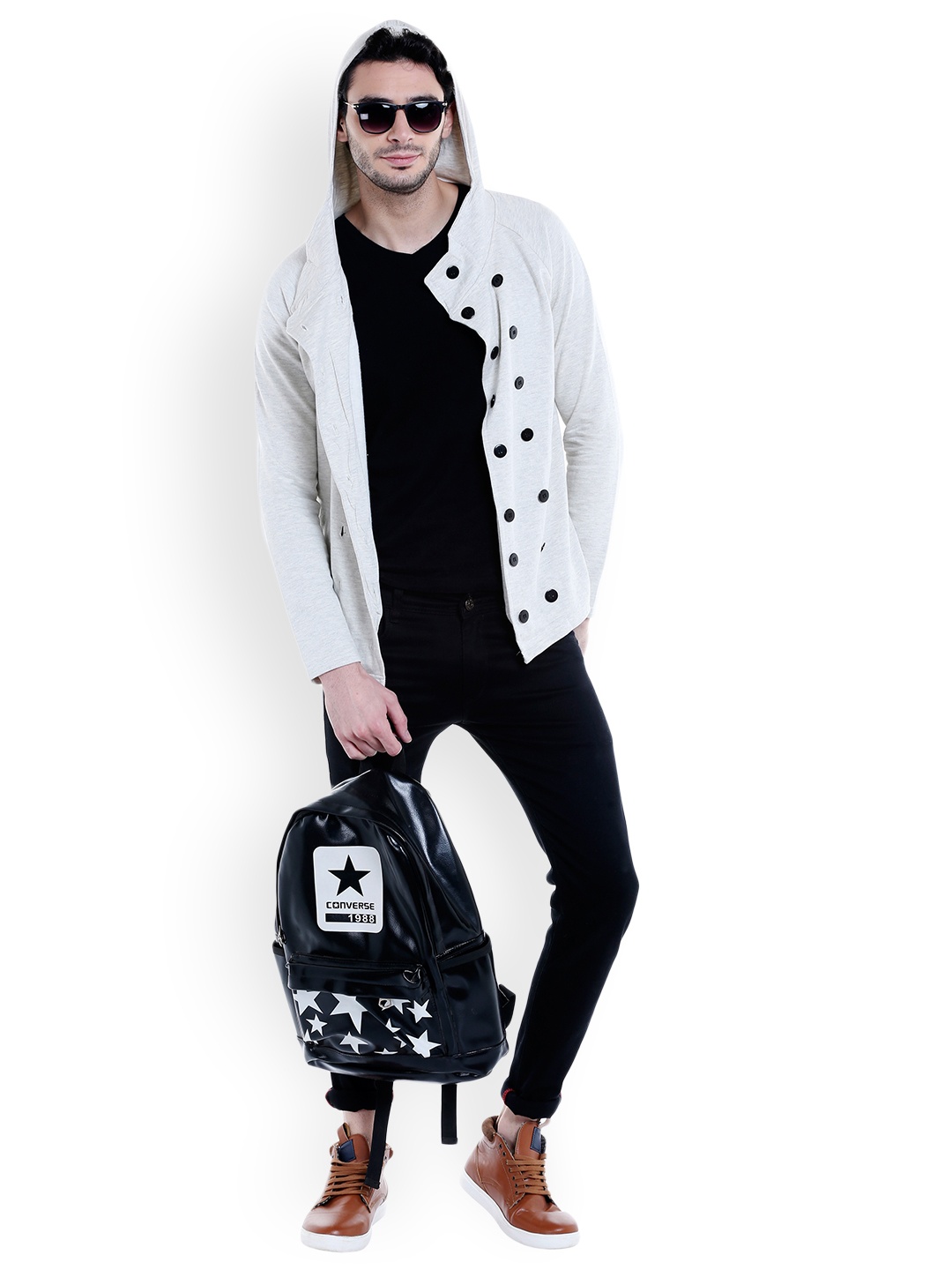 

Campus Sutra Men Grey Solid Hooded Tailored Jacket