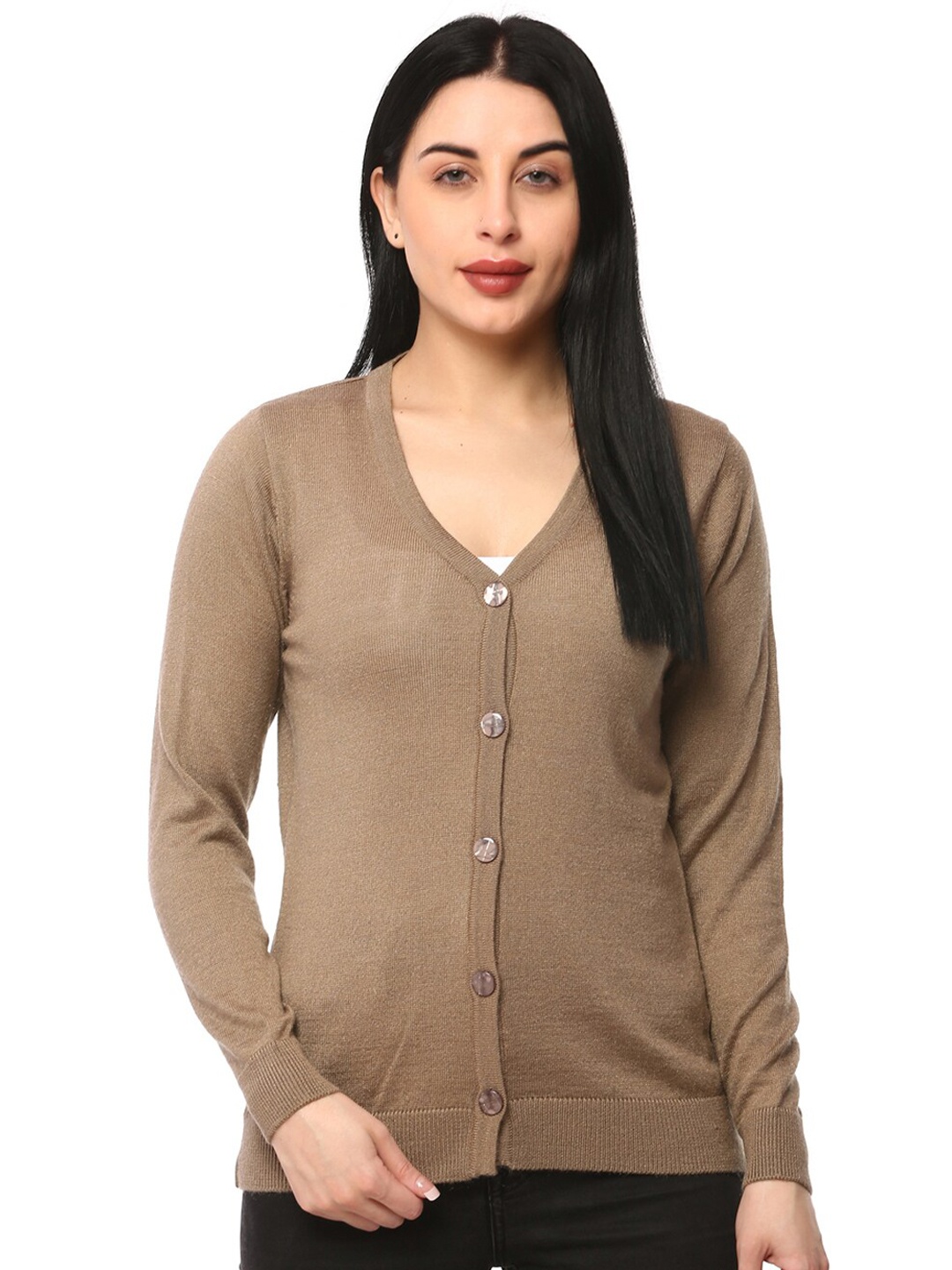 

GLAMAZE Women Brown Acrylic Cardigan