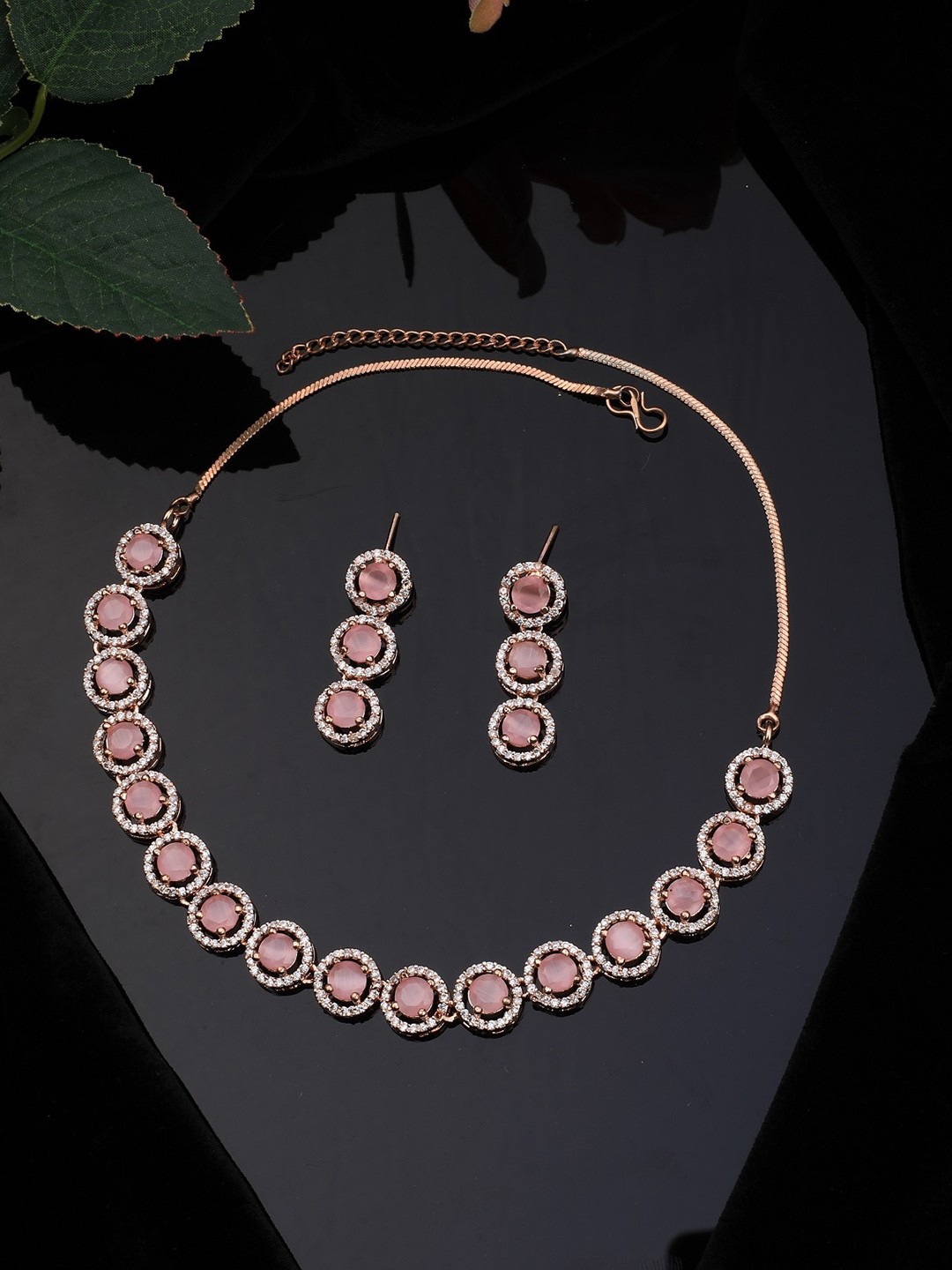 

Vita Bella Pink & Rose Gold-Plated AD-Studded Jewellery Set
