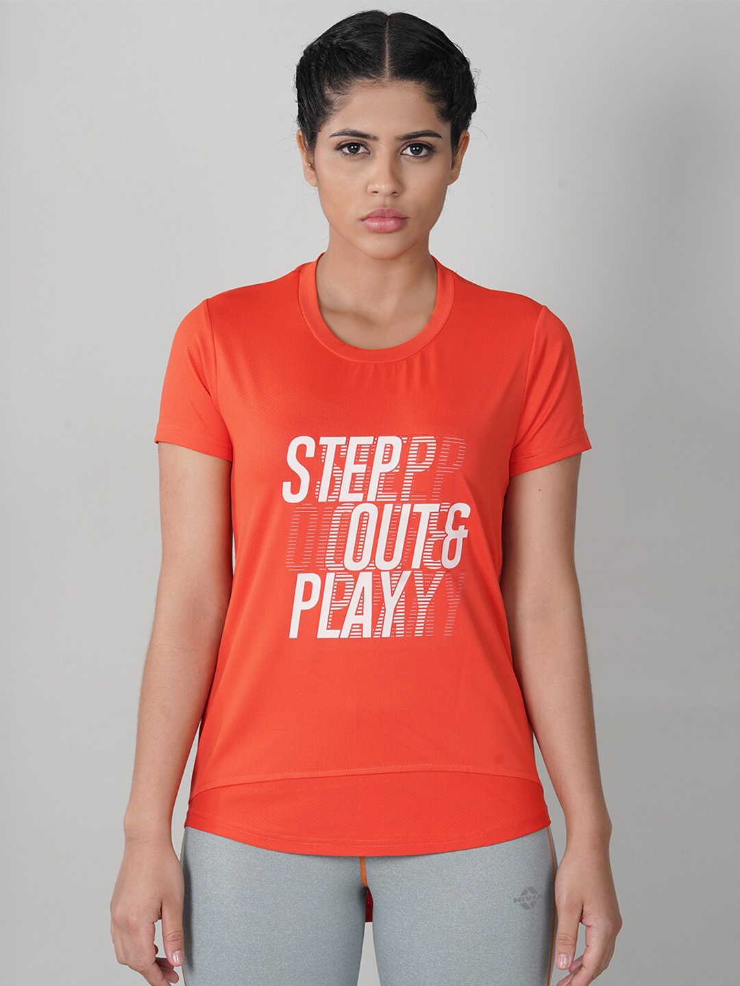 

NIVIA Women Orange Typography Printed T-shirt