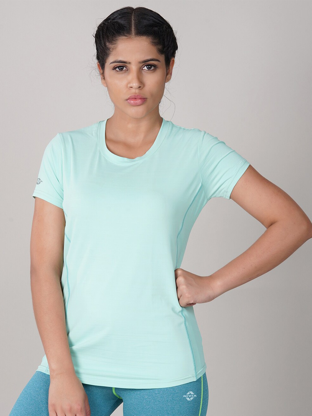 

NIVIA Women Sea Green Dri-FIT T-shirt