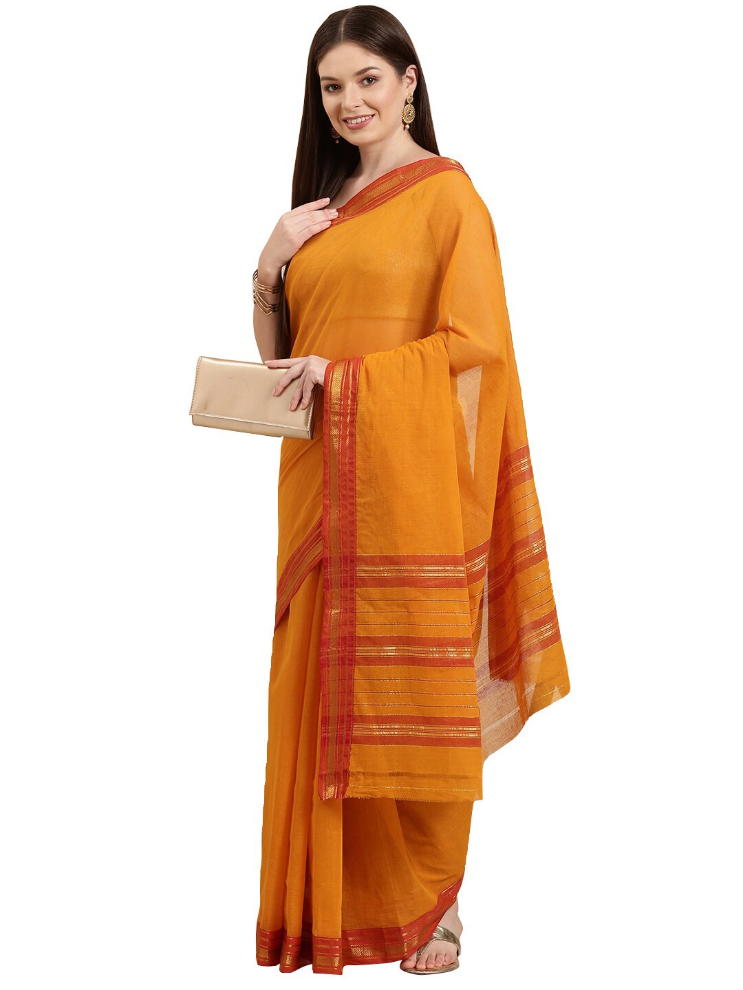 

Pavechas Yellow & Gold-Toned Zari Pure Cotton Ilkal Saree