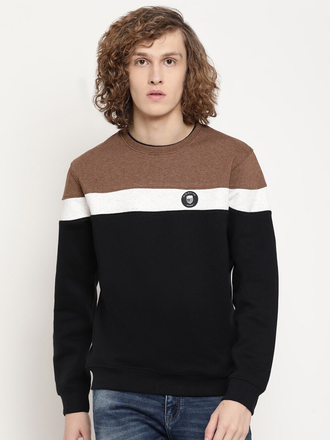 

Octave Men Navy Blue Colourblocked Sweatshirt