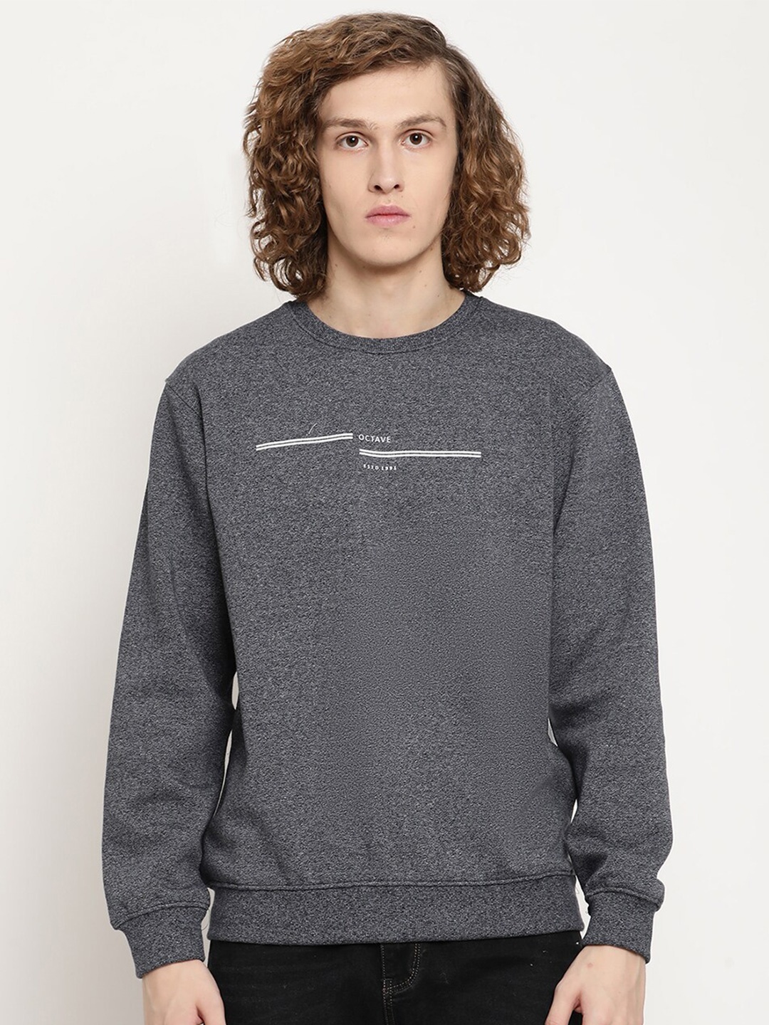 

Octave Men Grey Long Sleeves Sweatshirt