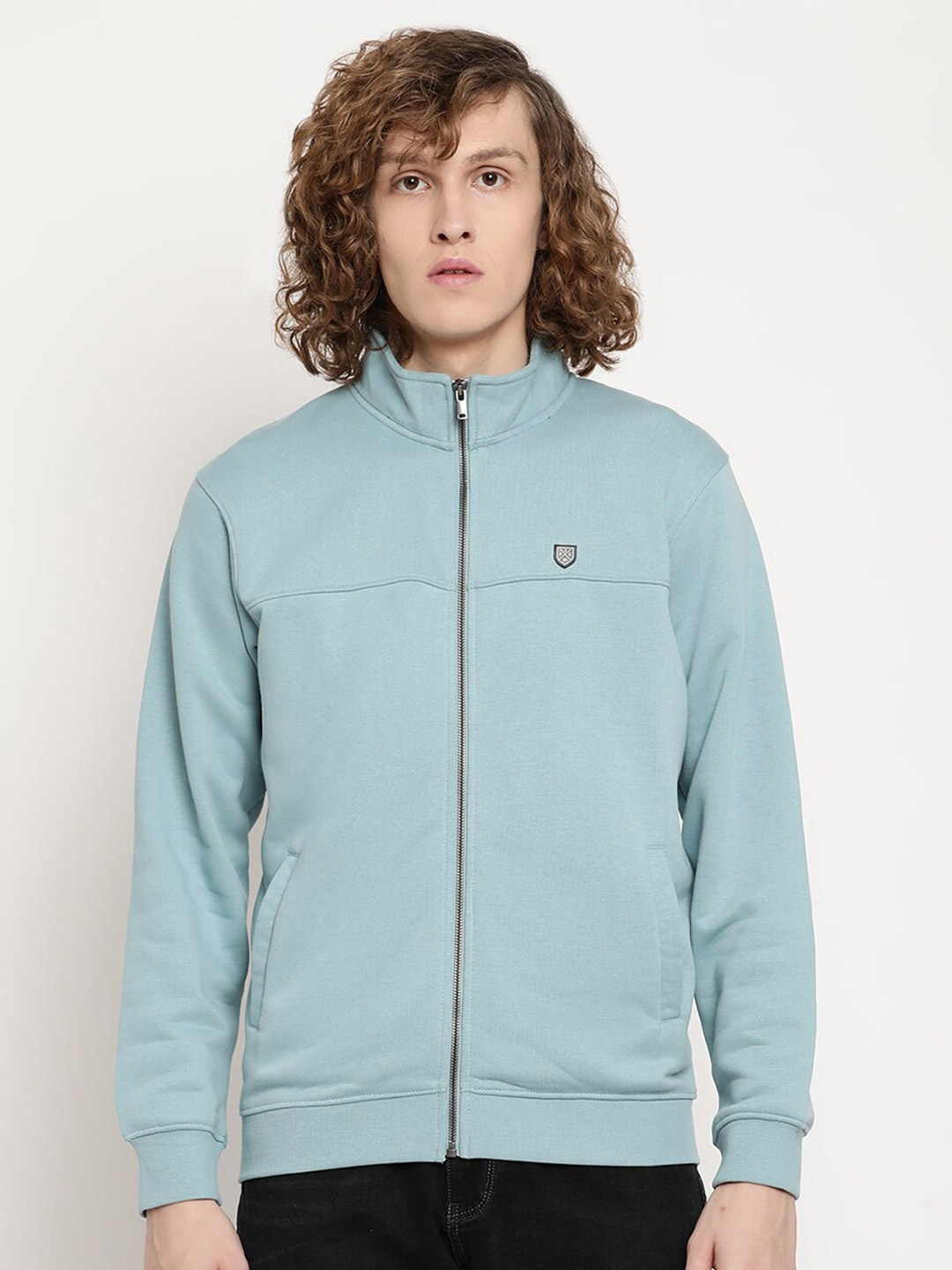 

Octave Men Blue Mock Collar Sweatshirt