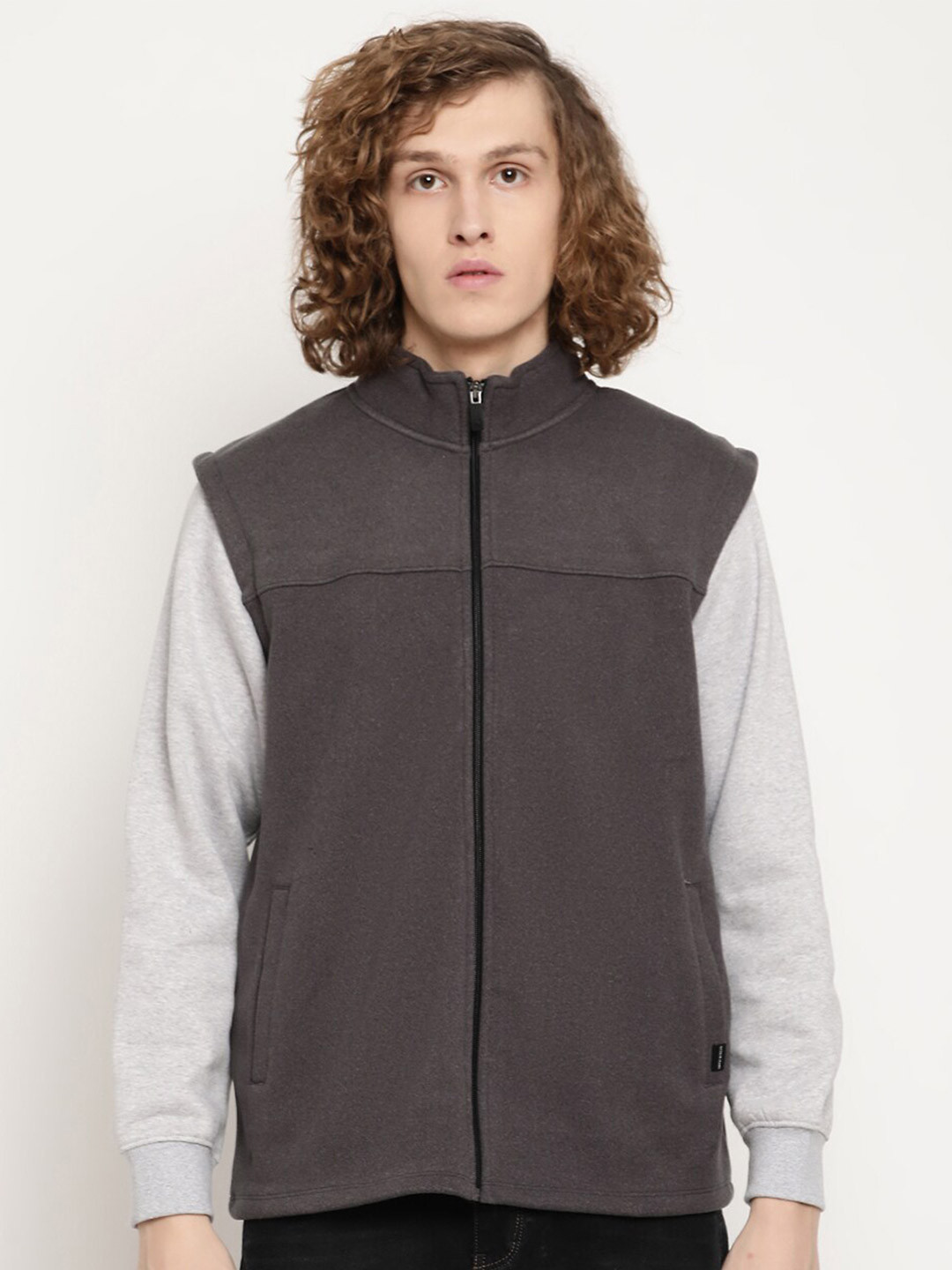 

Octave Men Brown Mock Collar Sweatshirt