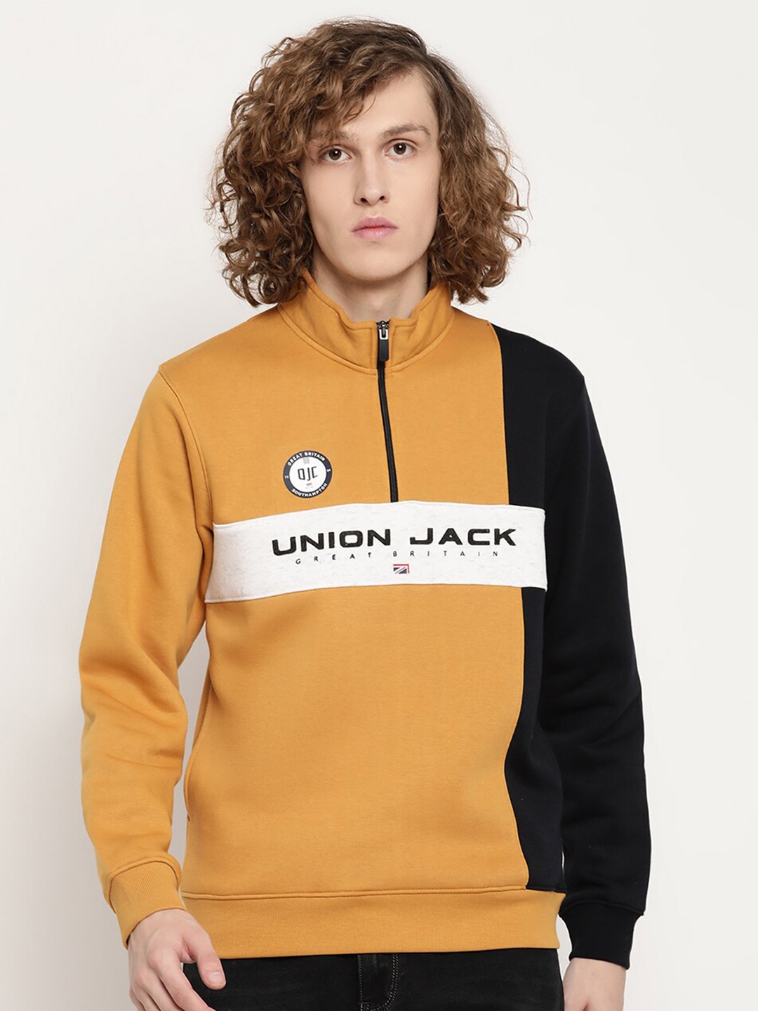 

Octave Men Yellow Printed Fleece Sweatshirt