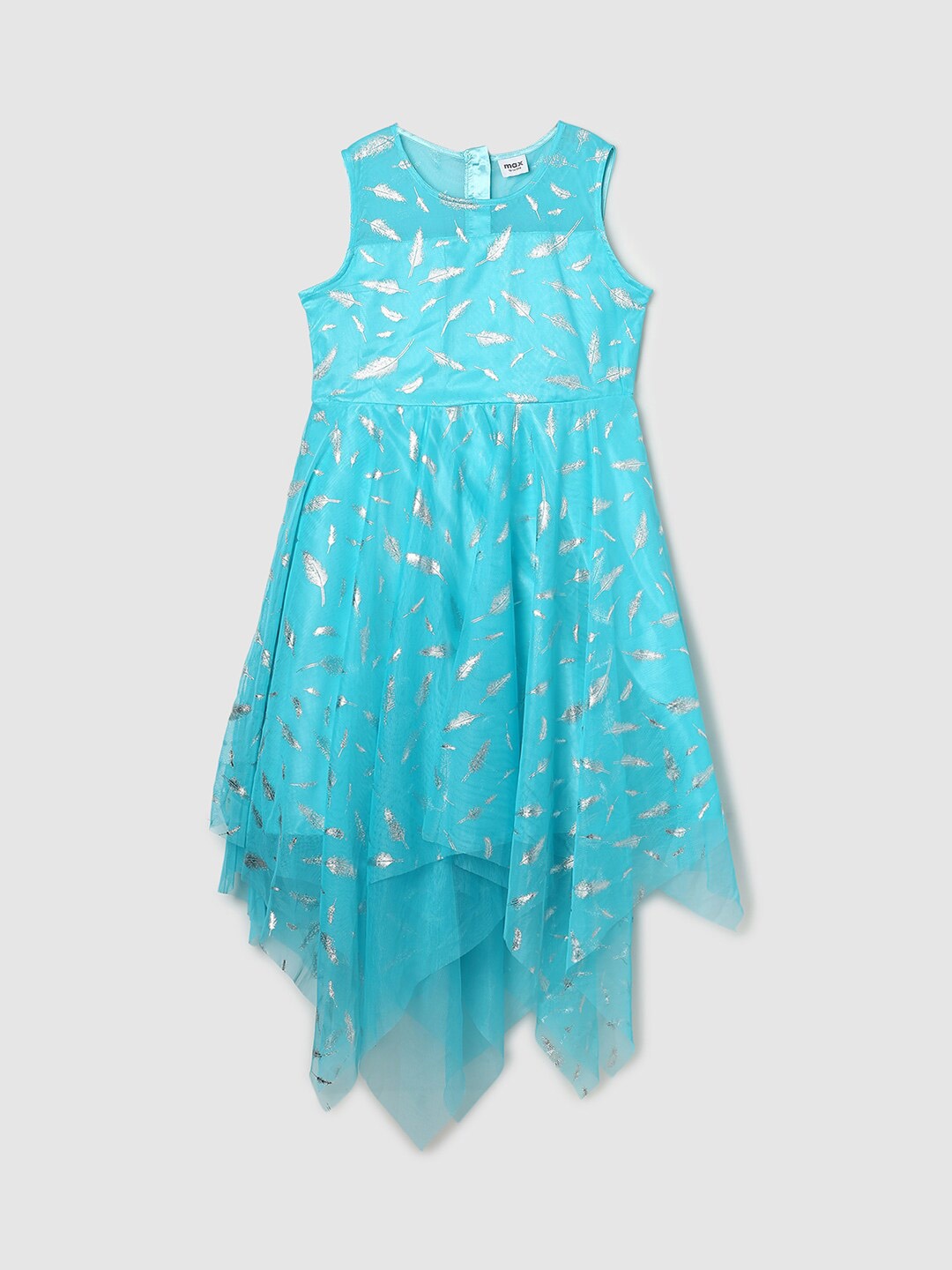 

max Round Neck Asymmetric Dress, Blue
