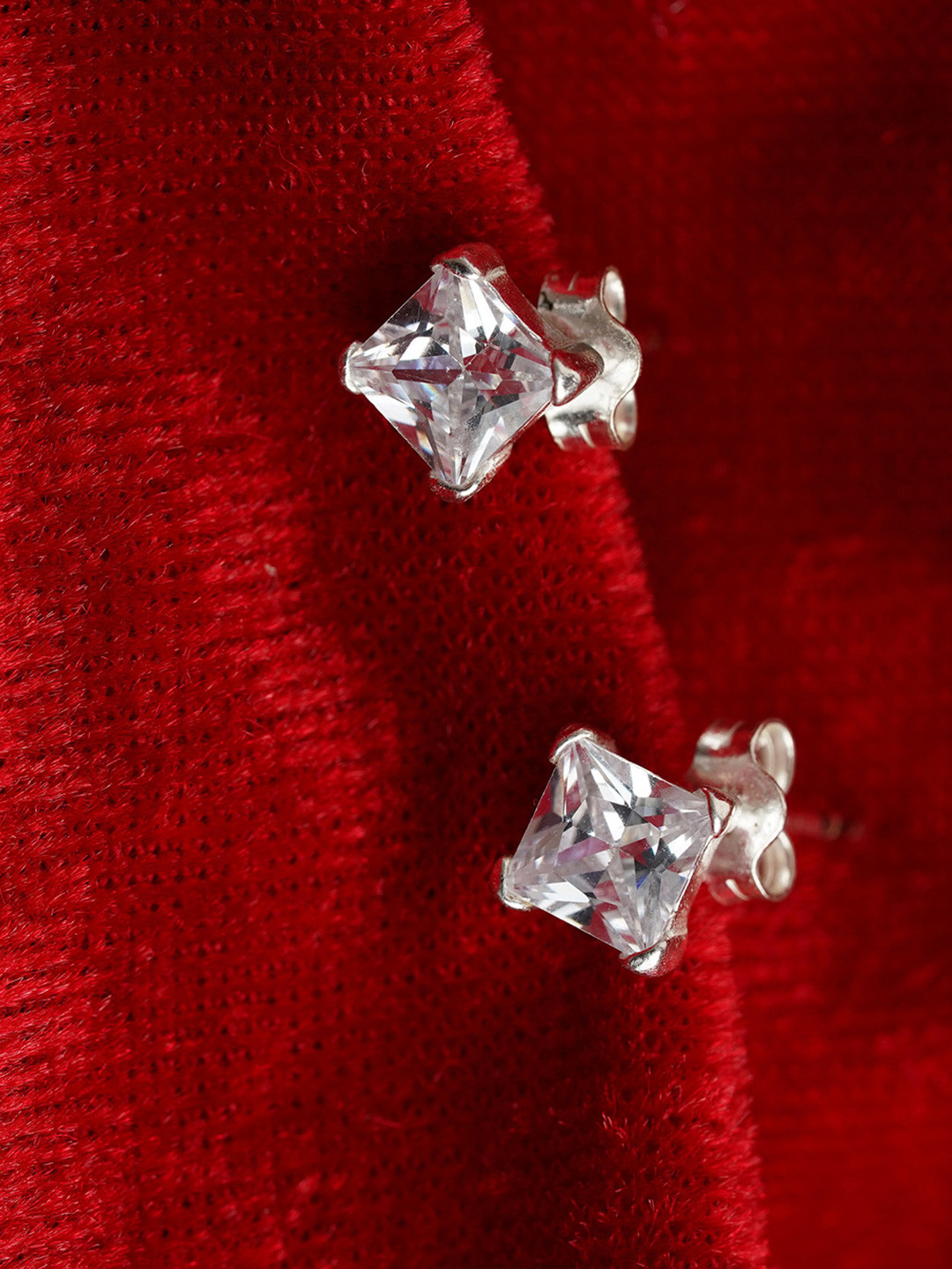 

Arte Jewels Silver-Plated Square Studs Earrings