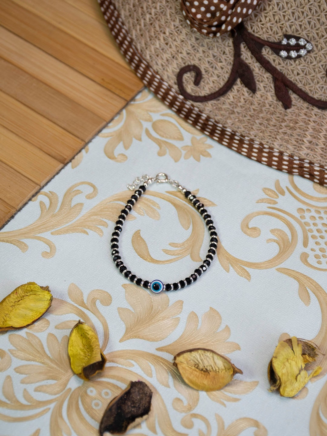 

Arte Jewels Kids 925 Sterling Silver Nazariya Evil Eye Bracelet, Black