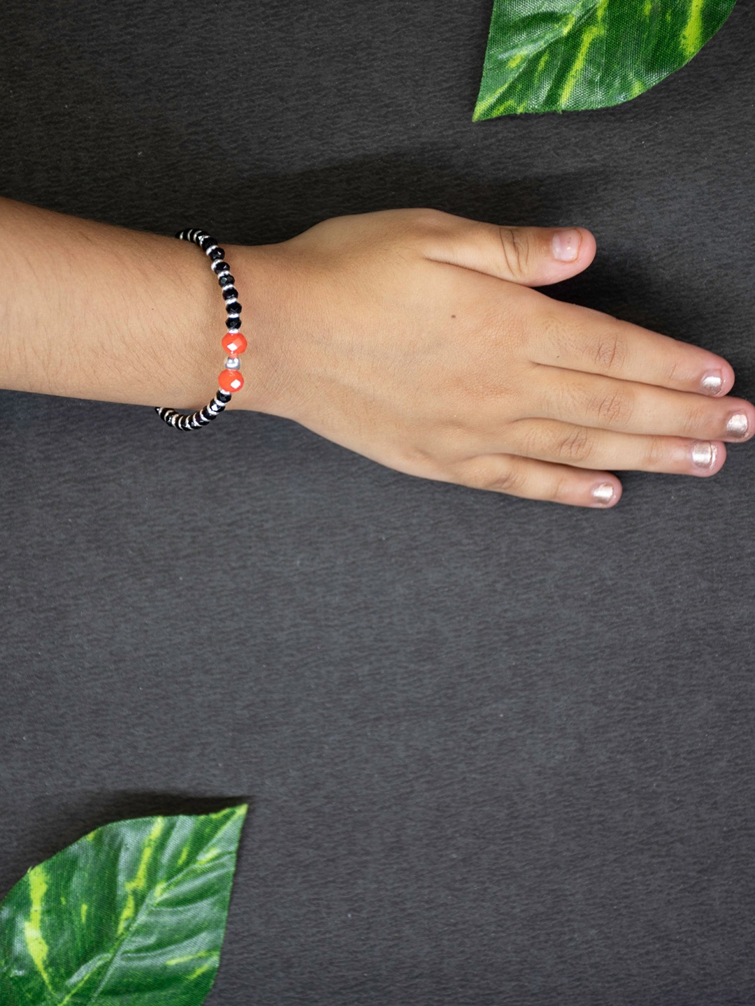 

Arte Jewels Kids 925 Sterling Silver Beads Bracelet, Black