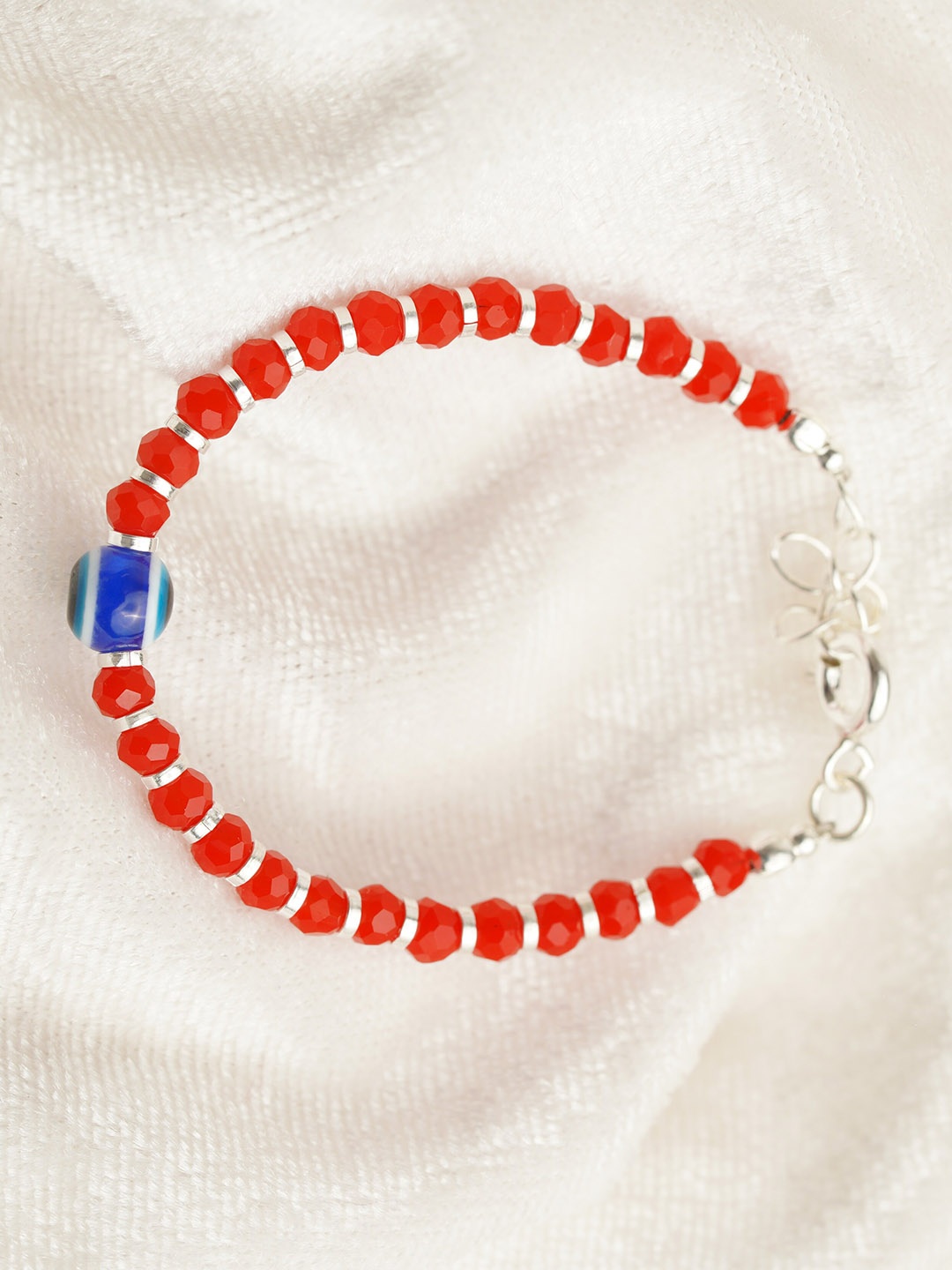 

Arte Jewels Kids Silver-Plated Beaded Charm Bracelet, Red