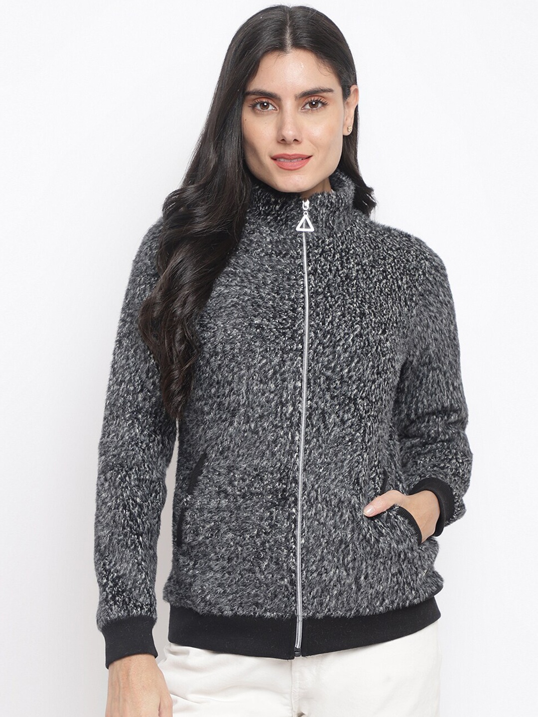 

Her Grace Women Black Mock Collar Sweatshirt