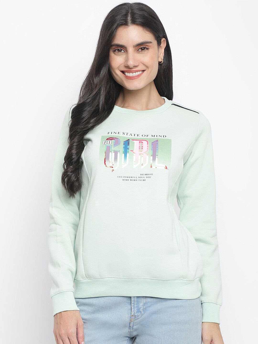 

Her Grace Women Green Printed Sweatshirt