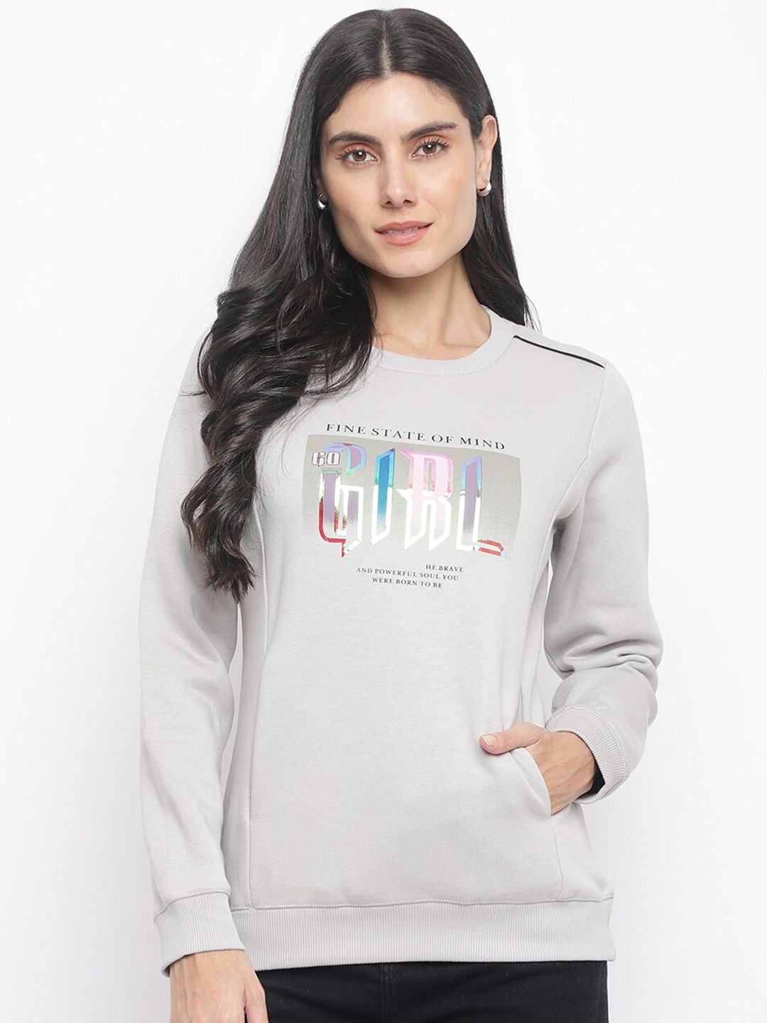 

Her Grace Women Grey Printed Sweatshirt