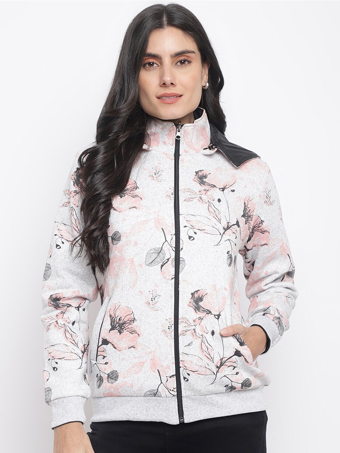 

Her Grace Women Pink Printed Hooded Sweatshirt