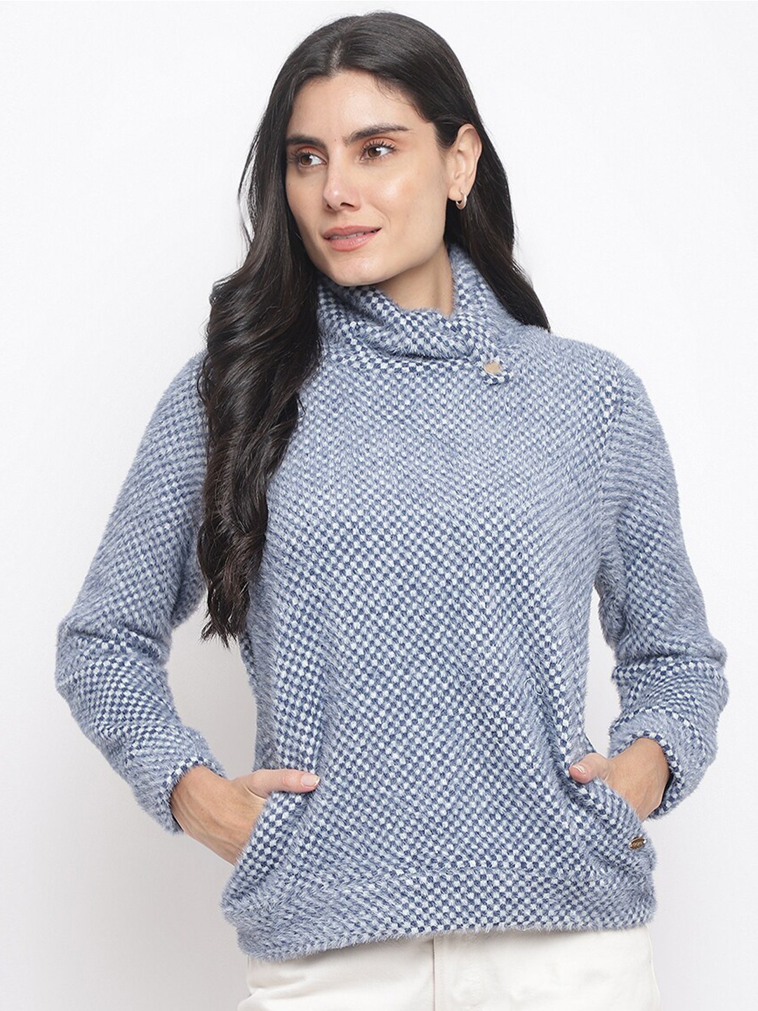 

Her Grace Women Blue Printed Sweatshirt