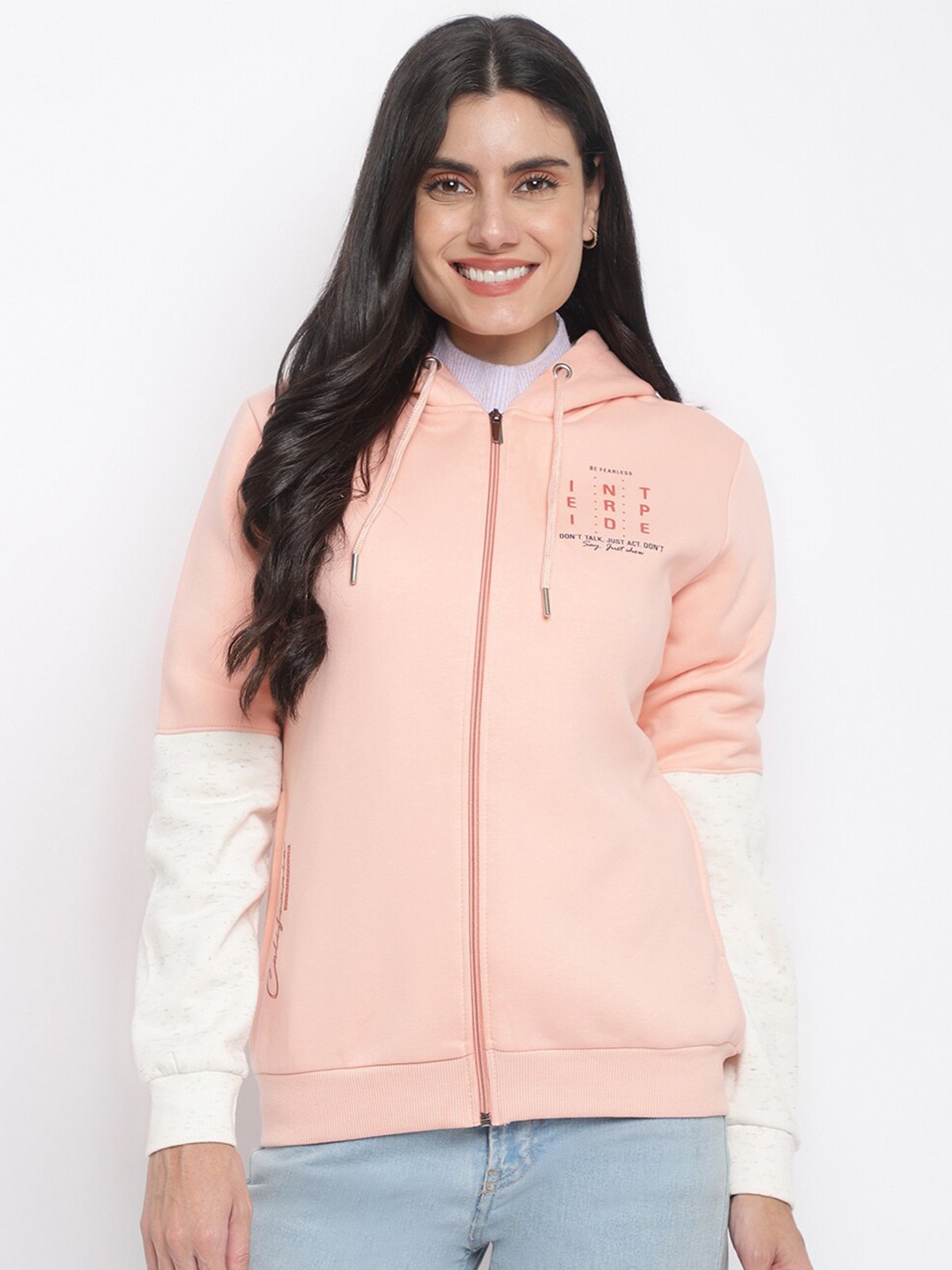 

Her Grace Women Peach-Coloured Hooded Sweatshirt