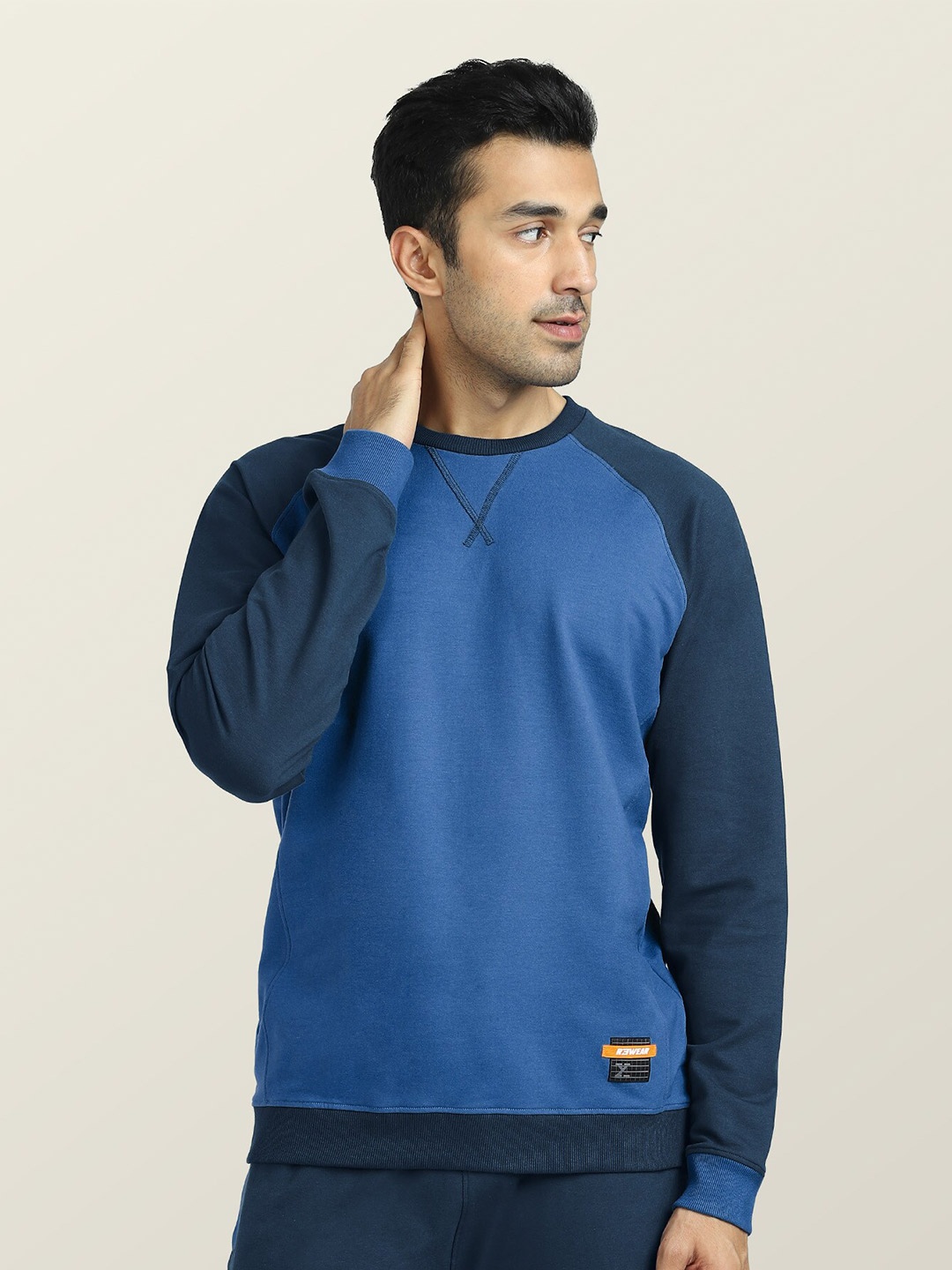 

XYXX Men Blue Colourblocked Cotton Sweatshirt