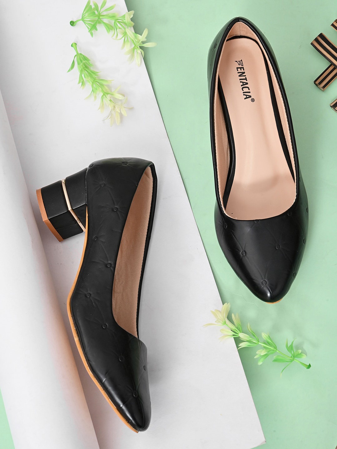 

Fentacia Block Pumps Heels, Black