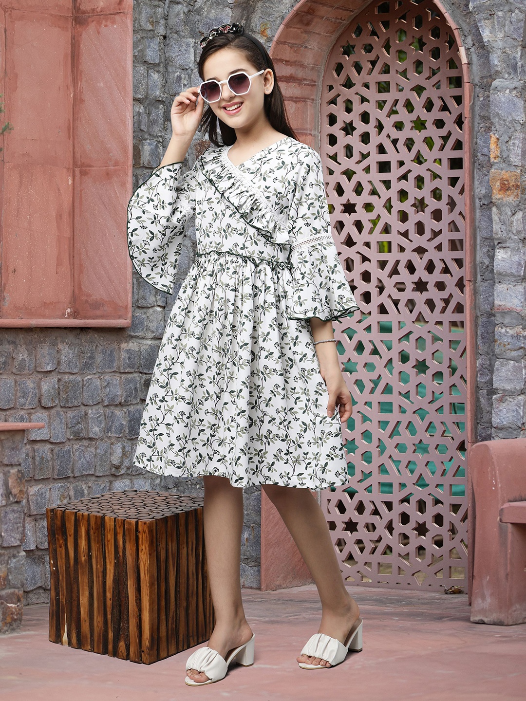 

White World Floral Printed Midi Dress, Green