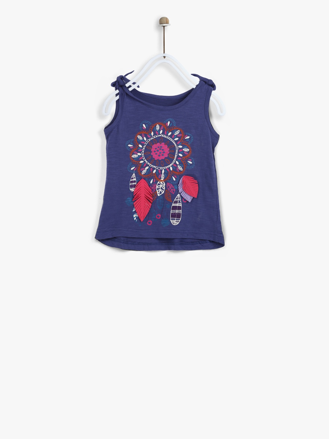 

Blue Giraffe Girls Blue Printed Round Neck T-shirt