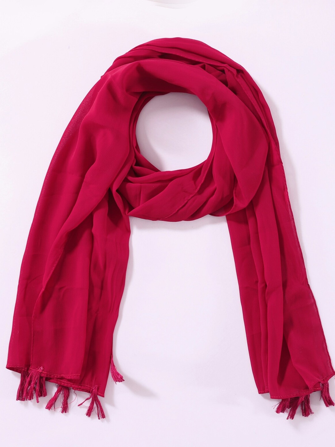 

HANDICRAFT PALACE Women Wrinkel Chiffon Scarf, Rose