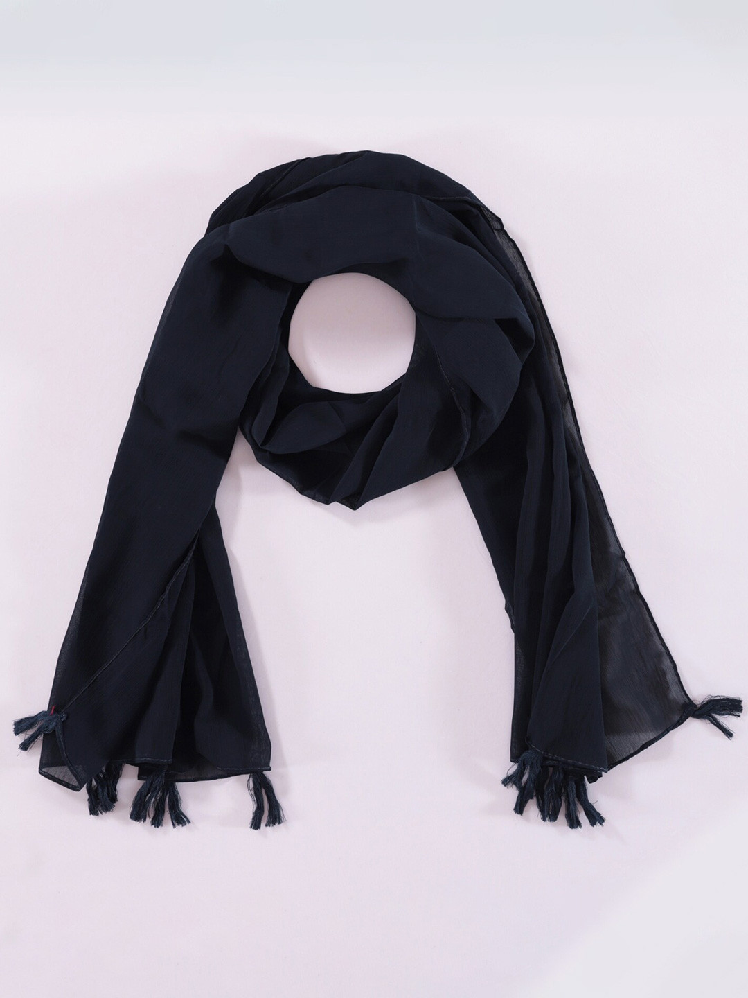 

HANDICRAFT PALACE Women Wrinkel Chiffon Scarf, Navy blue