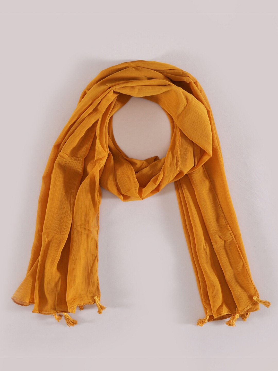 

HANDICRAFT PALACE Women Wrinkel Chiffon Scarf, Mustard